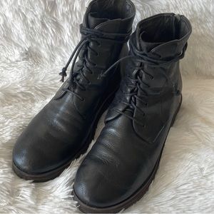 Black Italian leather combat boots- comfortable and I’m excellent condition